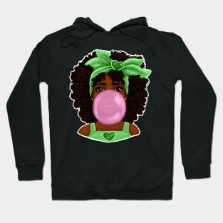 Green Bubble Gum | Pretty Black Girl Art Design Hoodie